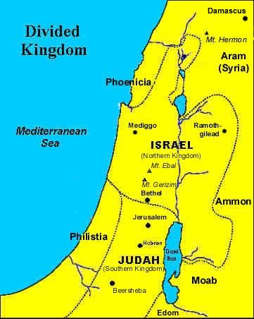Map of Israel in the time of the divided kingdom
